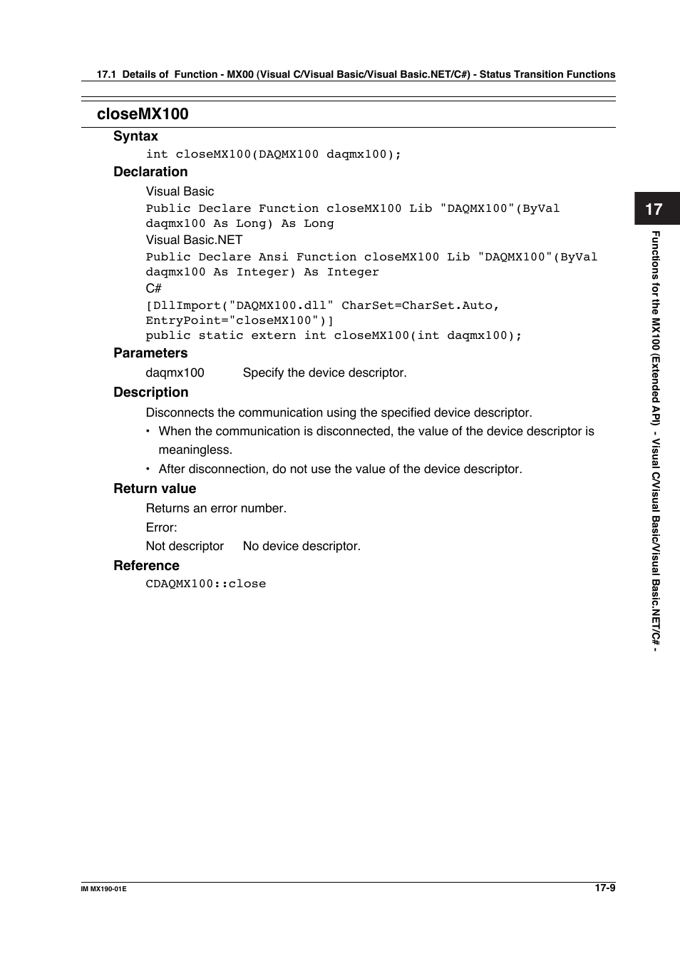 Closemx100 | Yokogawa PC-Based MX100 User Manual | Page 743 / 1264