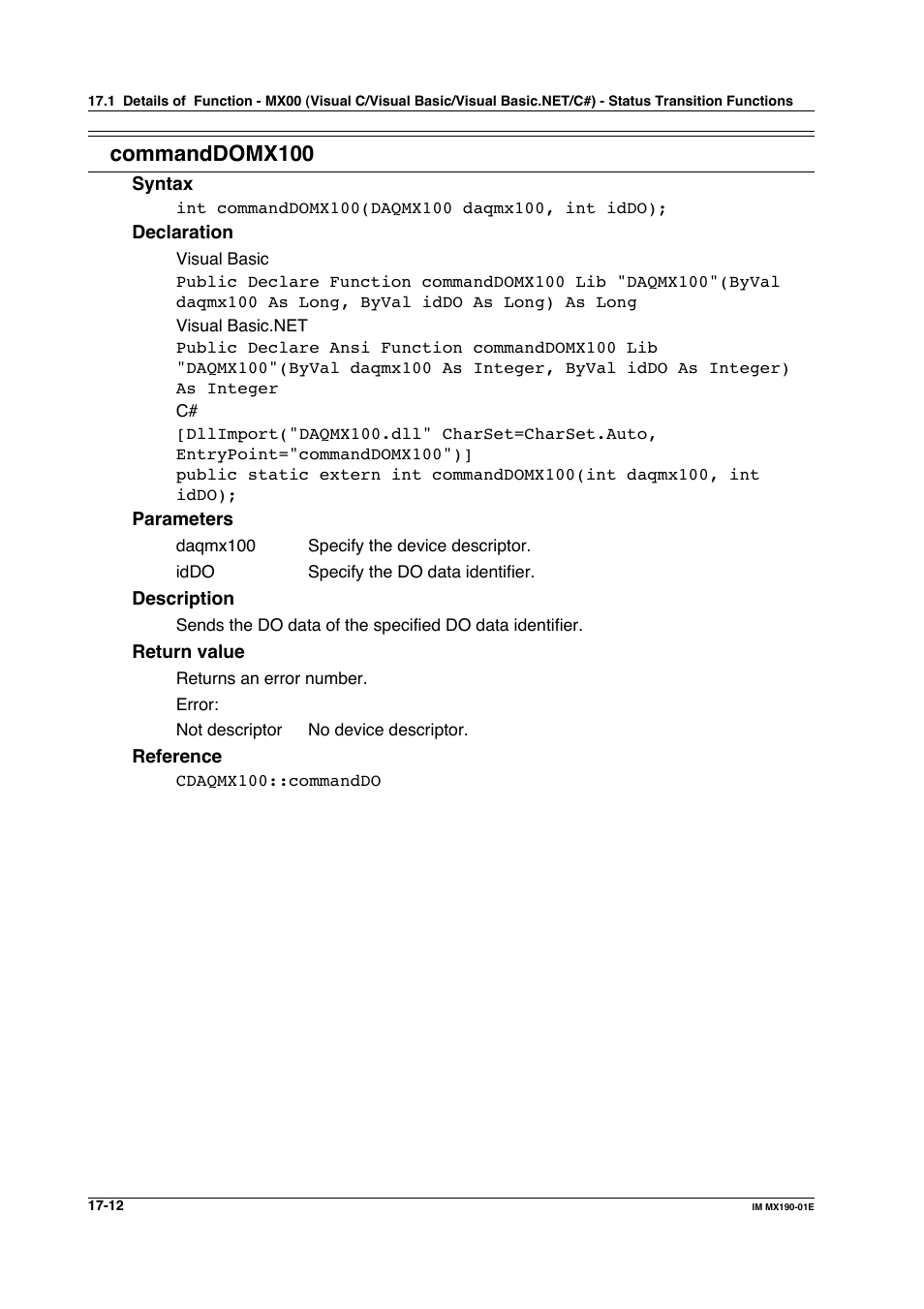 Commanddomx100 | Yokogawa PC-Based MX100 User Manual | Page 746 / 1264