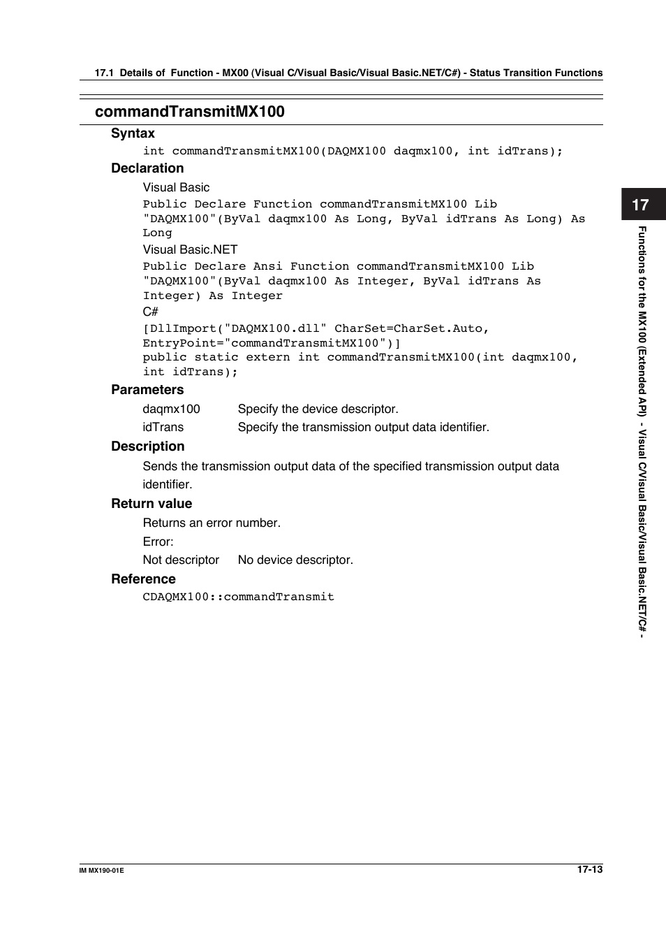 Commandtransmitmx100 | Yokogawa PC-Based MX100 User Manual | Page 747 / 1264