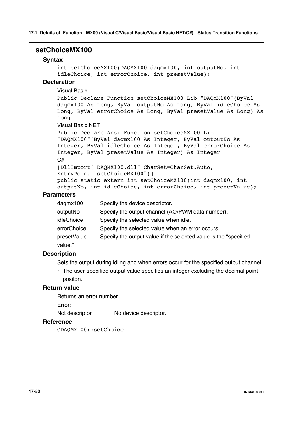 Setchoicemx100 | Yokogawa PC-Based MX100 User Manual | Page 786 / 1264