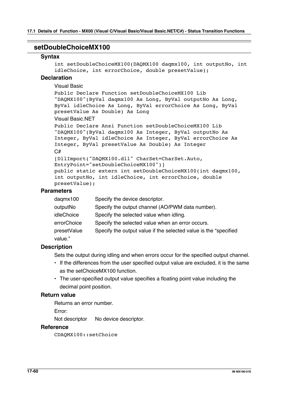 Setdoublechoicemx100 | Yokogawa PC-Based MX100 User Manual | Page 794 / 1264