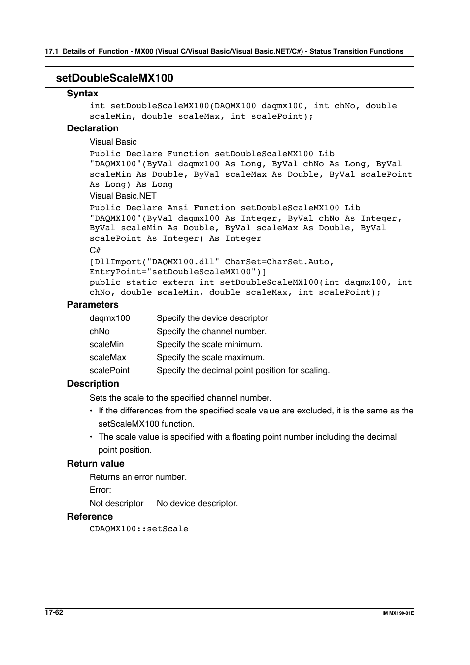 Setdoublescalemx100 | Yokogawa PC-Based MX100 User Manual | Page 796 / 1264