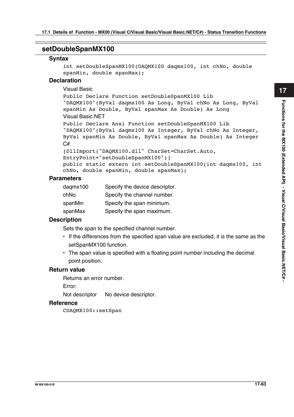 Setdoublespanmx100 | Yokogawa PC-Based MX100 User Manual | Page 797 / 1264