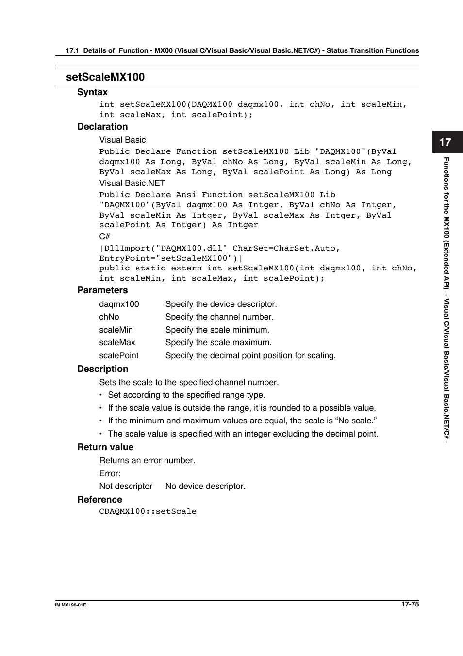 Setscalemx100 | Yokogawa PC-Based MX100 User Manual | Page 809 / 1264