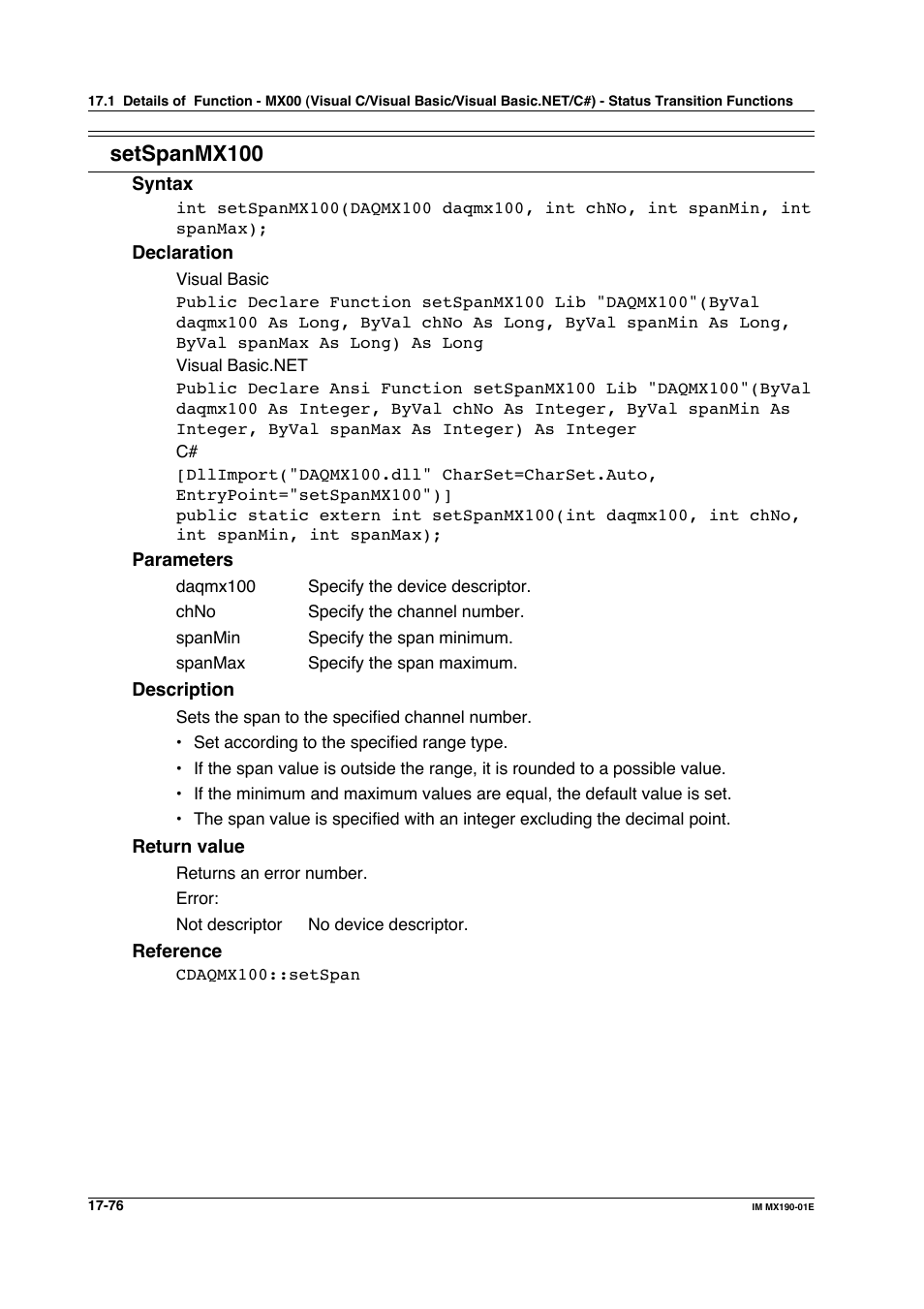 Setspanmx100 | Yokogawa PC-Based MX100 User Manual | Page 810 / 1264
