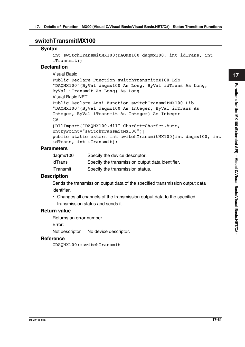 Switchtransmitmx100 | Yokogawa PC-Based MX100 User Manual | Page 815 / 1264