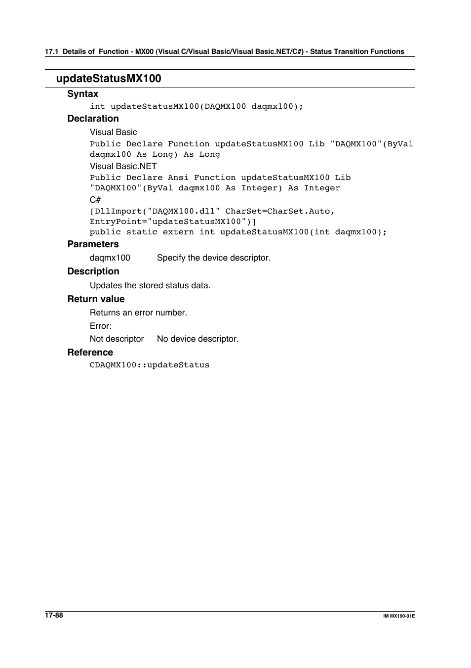 Updatestatusmx100 | Yokogawa PC-Based MX100 User Manual | Page 822 / 1264