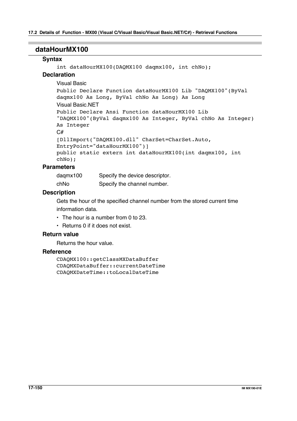 Datahourmx100 | Yokogawa PC-Based MX100 User Manual | Page 884 / 1264