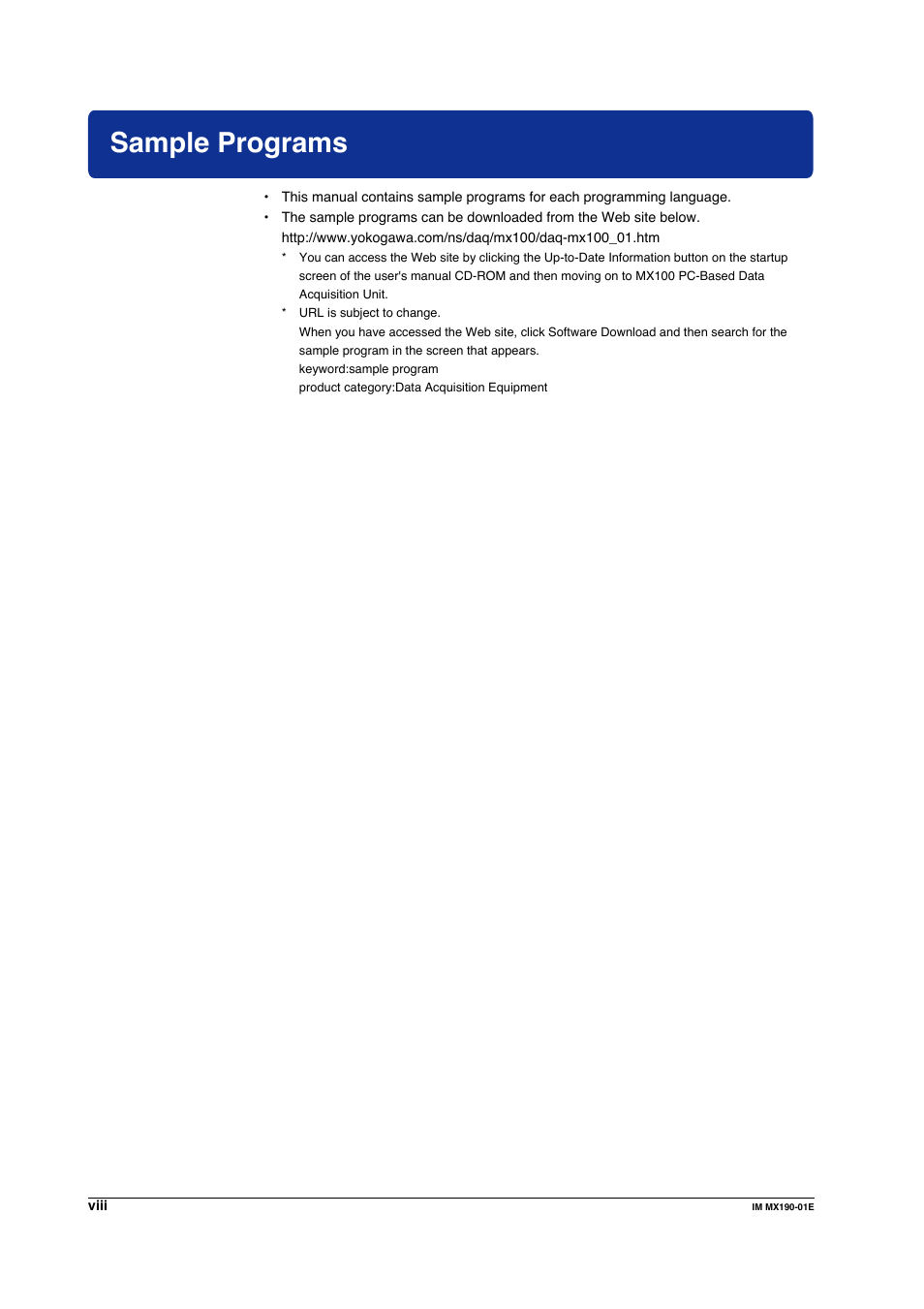 Sample programs | Yokogawa PC-Based MX100 User Manual | Page 9 / 1264