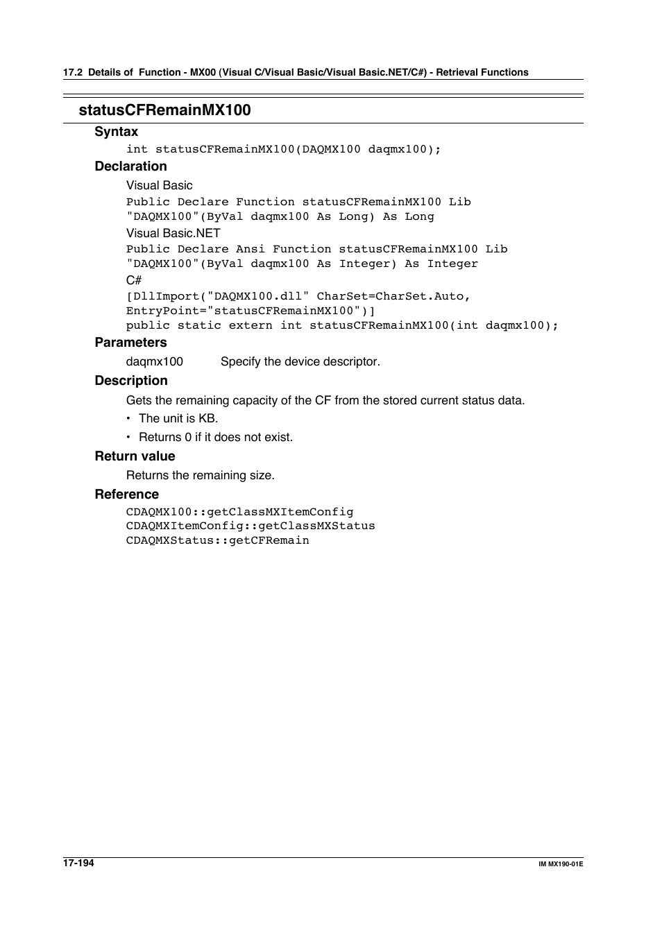 Statuscfremainmx100 | Yokogawa PC-Based MX100 User Manual | Page 928 / 1264