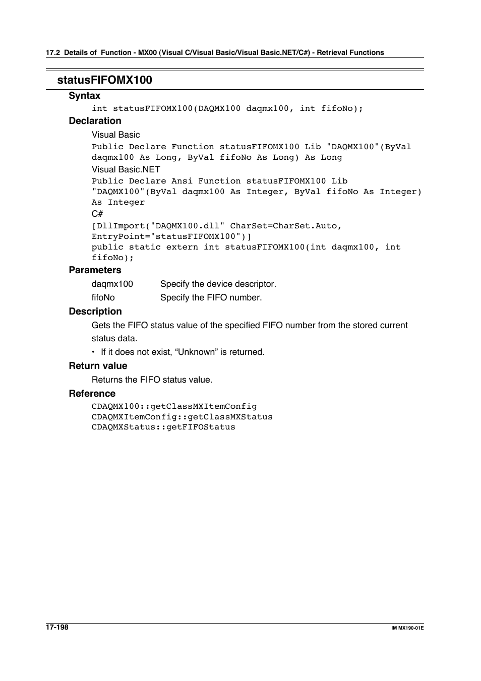 Statusfifomx100 | Yokogawa PC-Based MX100 User Manual | Page 932 / 1264