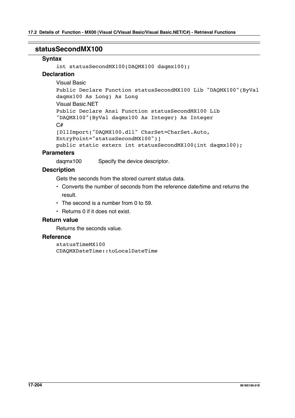 Statussecondmx100 | Yokogawa PC-Based MX100 User Manual | Page 938 / 1264