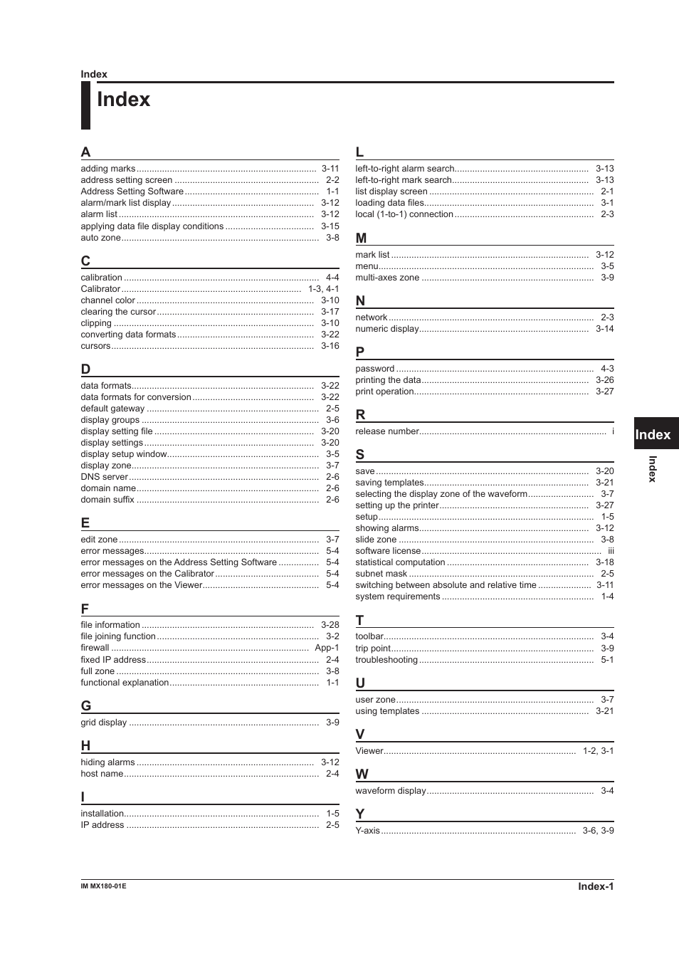 Index, App index | Yokogawa PC-Based MX100 User Manual | Page 76 / 76