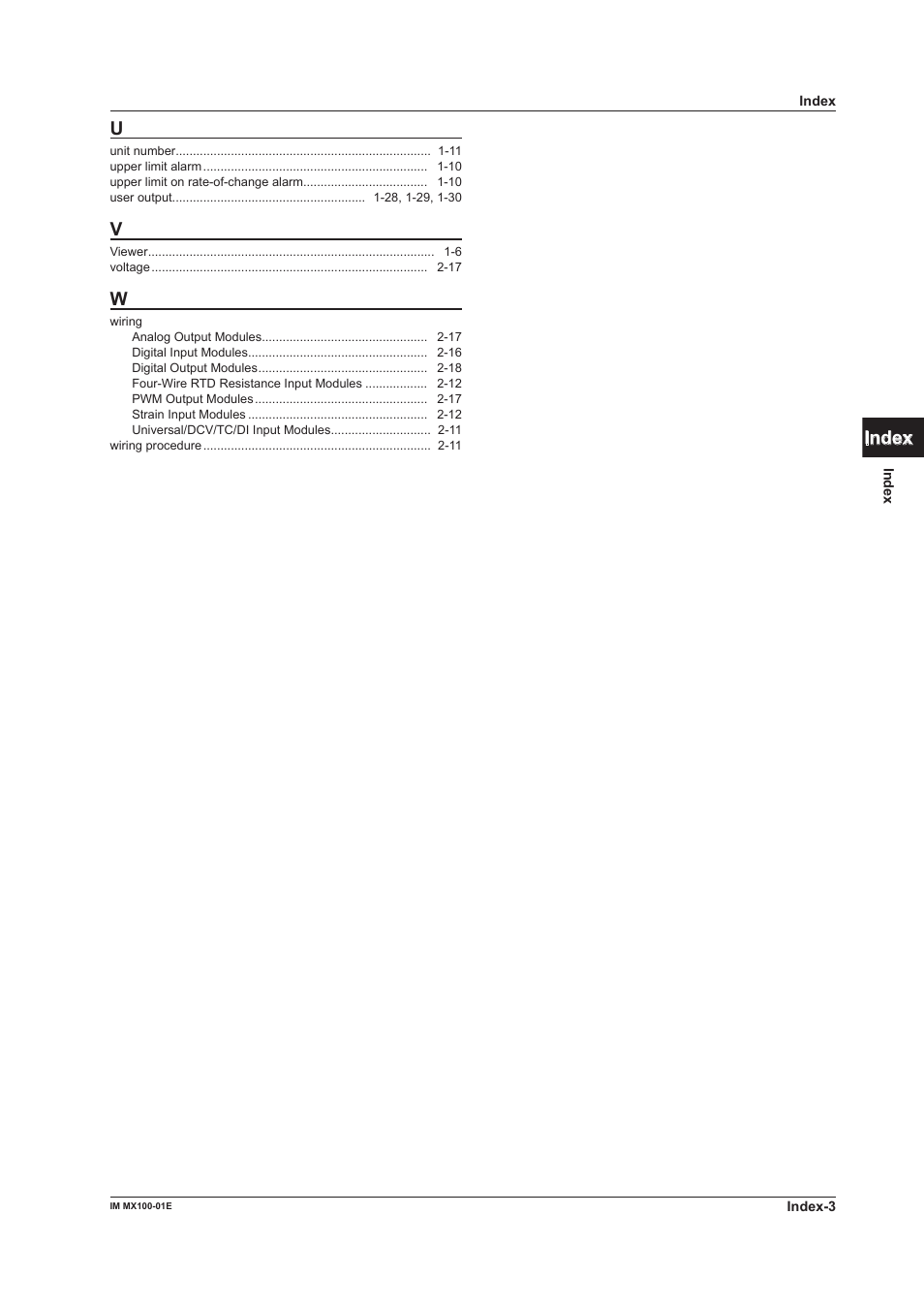 Index | Yokogawa PC-Based MX100 User Manual | Page 133 / 133