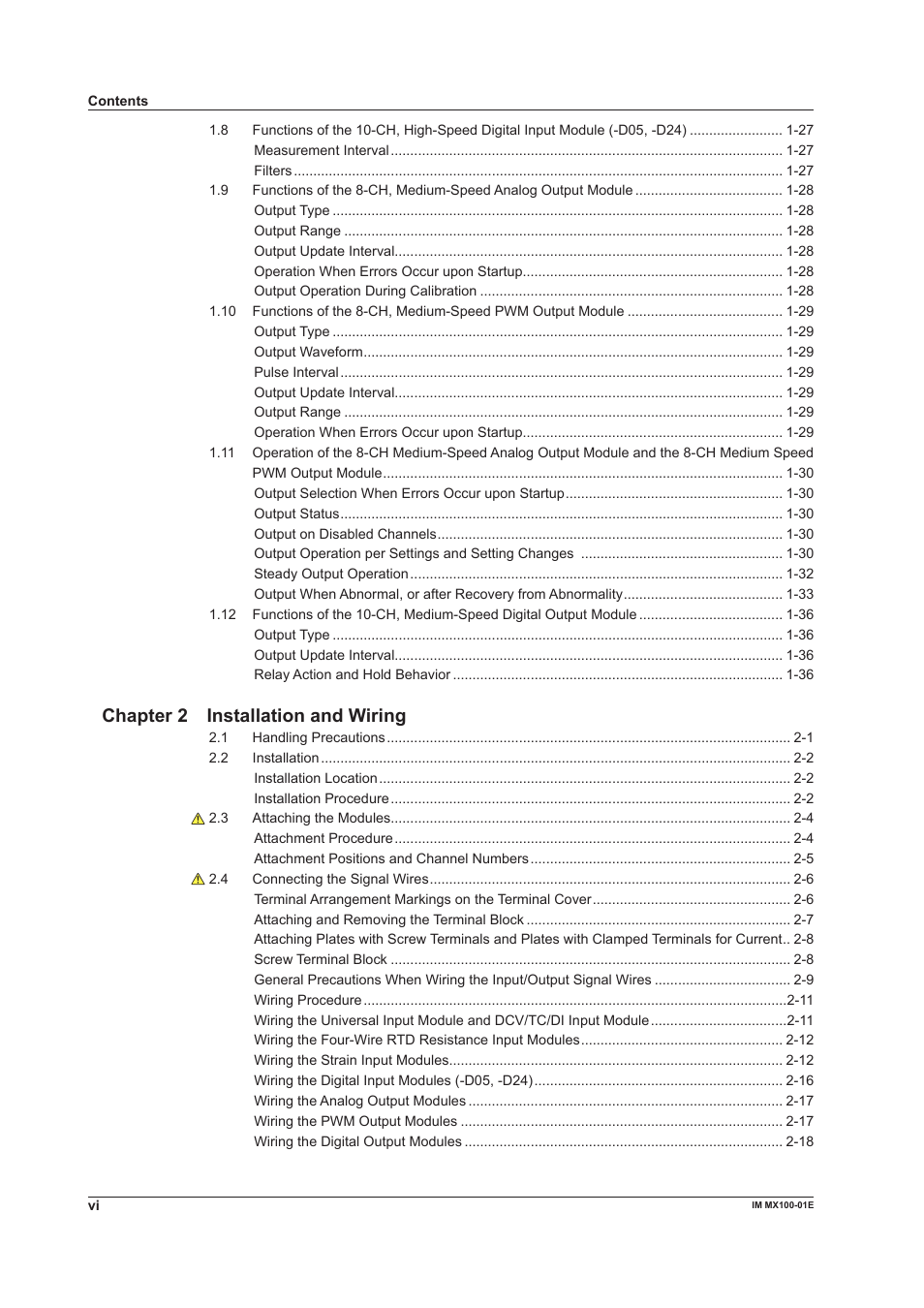 Chapter 2 installation and wiring | Yokogawa PC-Based MX100 User Manual | Page 7 / 133