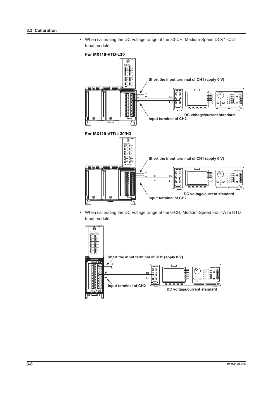 3 calibration, Dc voltage/current standard, Hi lo | Yokogawa PC-Based MX100 User Manual | Page 80 / 133