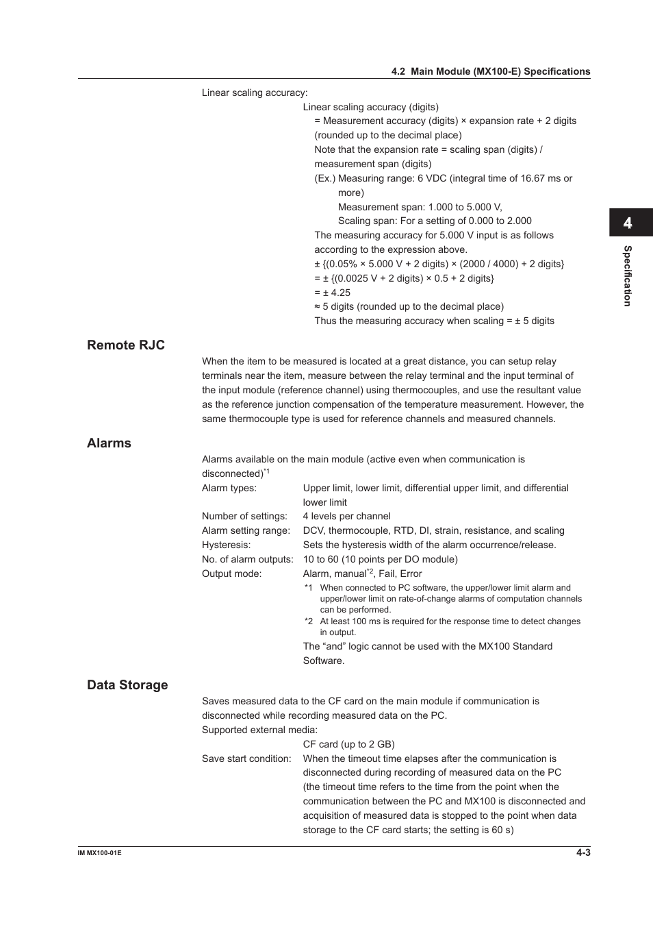 Index, Remote rjc, Alarms | Data storage | Yokogawa PC-Based MX100 User Manual | Page 91 / 133