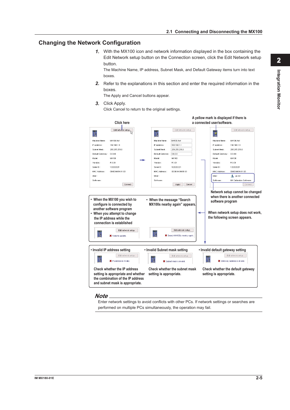 Index changng the network confguraton | Yokogawa PC-Based MX100 User Manual | Page 19 / 141