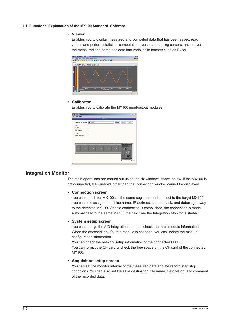 Integraton montor | Yokogawa PC-Based MX100 User Manual | Page 8 / 141