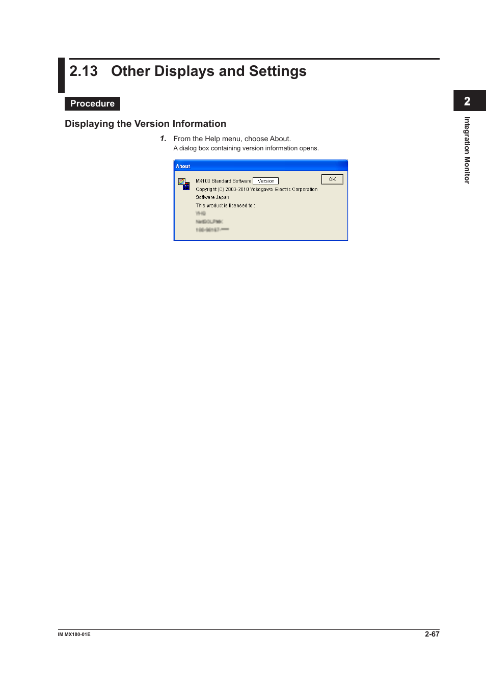 13 other displays and settings, 13 other displays and settings -67, 13 other dsplays and settngs | Yokogawa PC-Based MX100 User Manual | Page 81 / 141