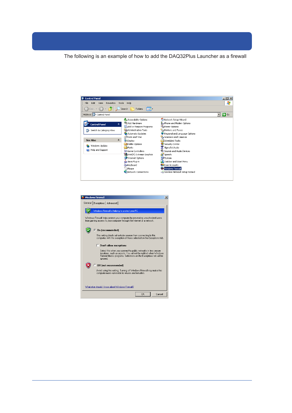 Removing the firewall, Appendix | Yokogawa DAQWORX User Manual | Page 58 / 59