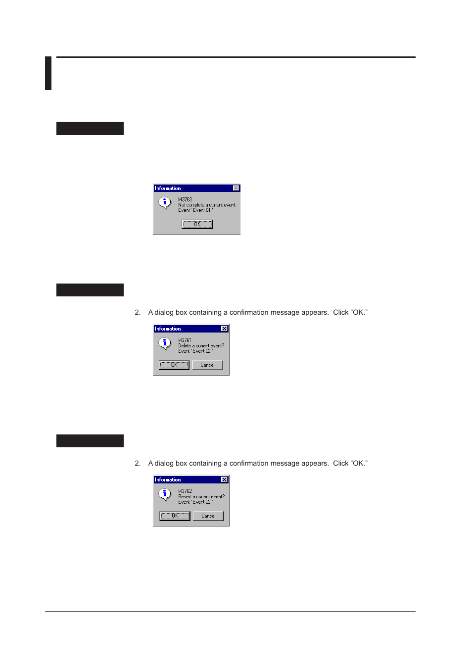 Saving events, Deleting events, Redisplaying events | Yokogawa DAQWORX User Manual | Page 173 / 482