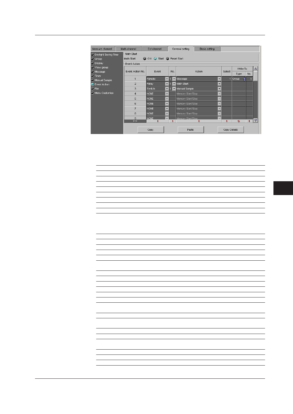 Index, Event action | Yokogawa DAQWORX User Manual | Page 313 / 482