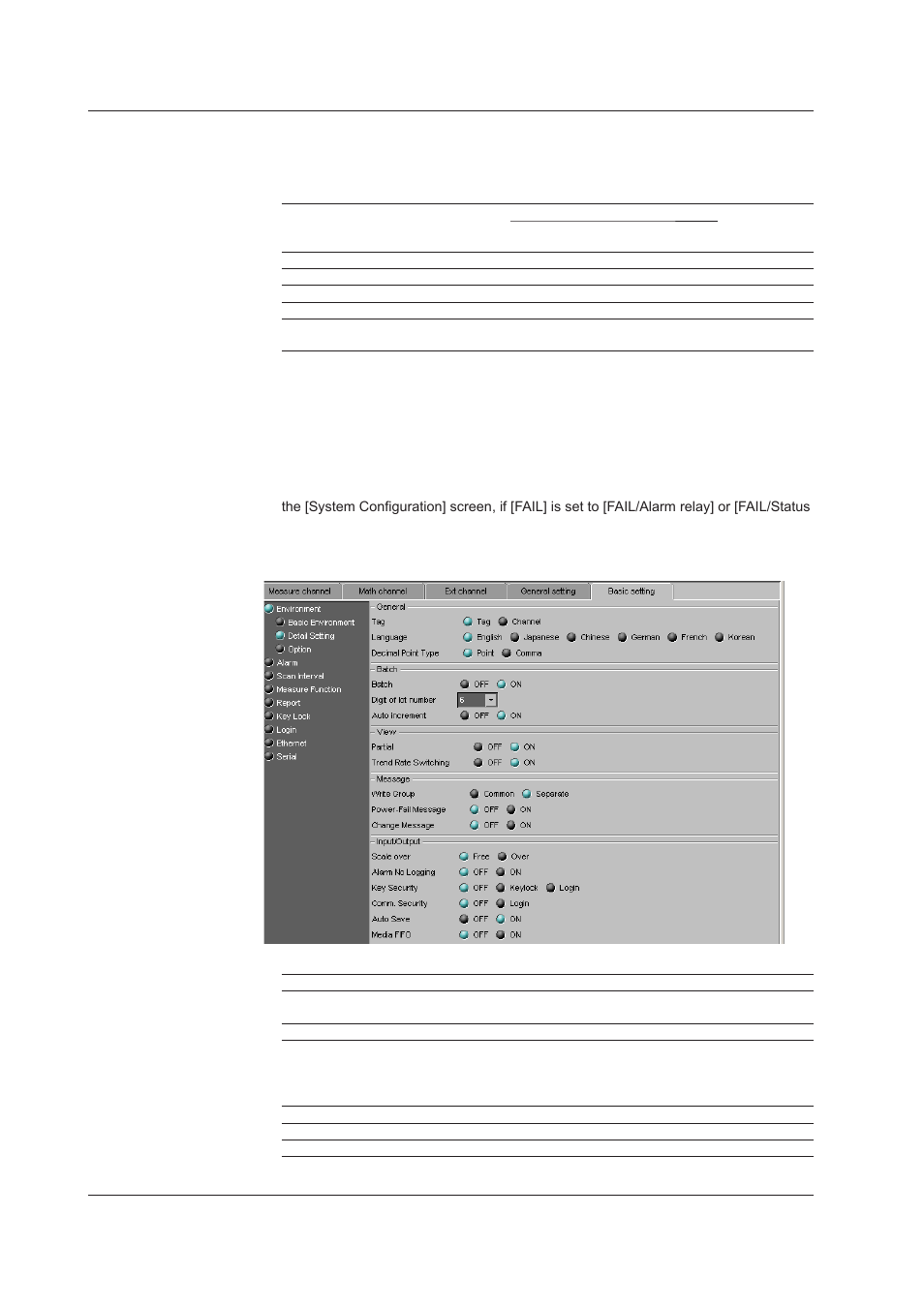 Service port, Status relay, Detail setting | Language, Decimal point type | Yokogawa DAQWORX User Manual | Page 318 / 482