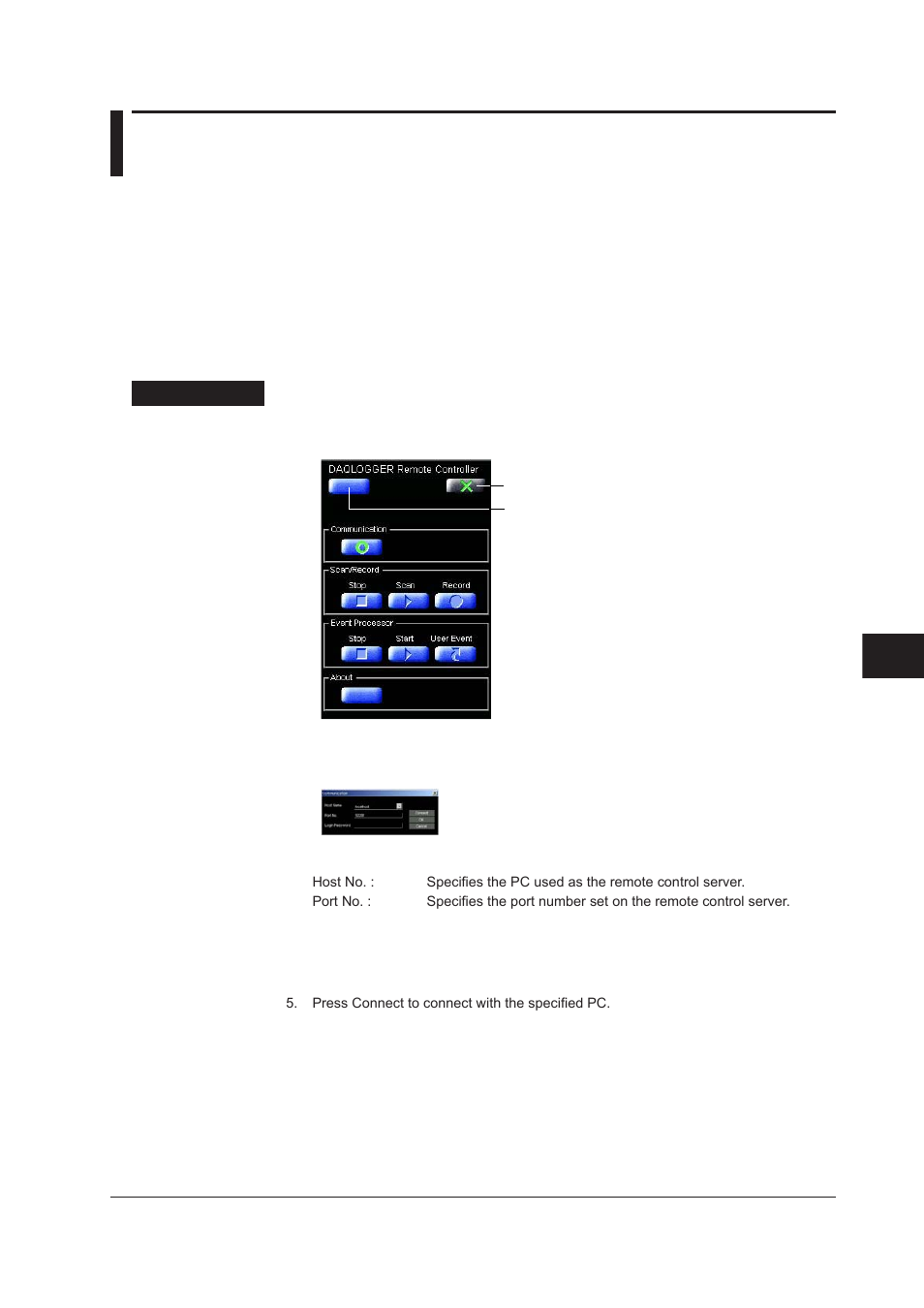 5 using the remote controller, 5 using the remote controller -17, Index | Using the remote control software | Yokogawa DAQWORX User Manual | Page 470 / 482