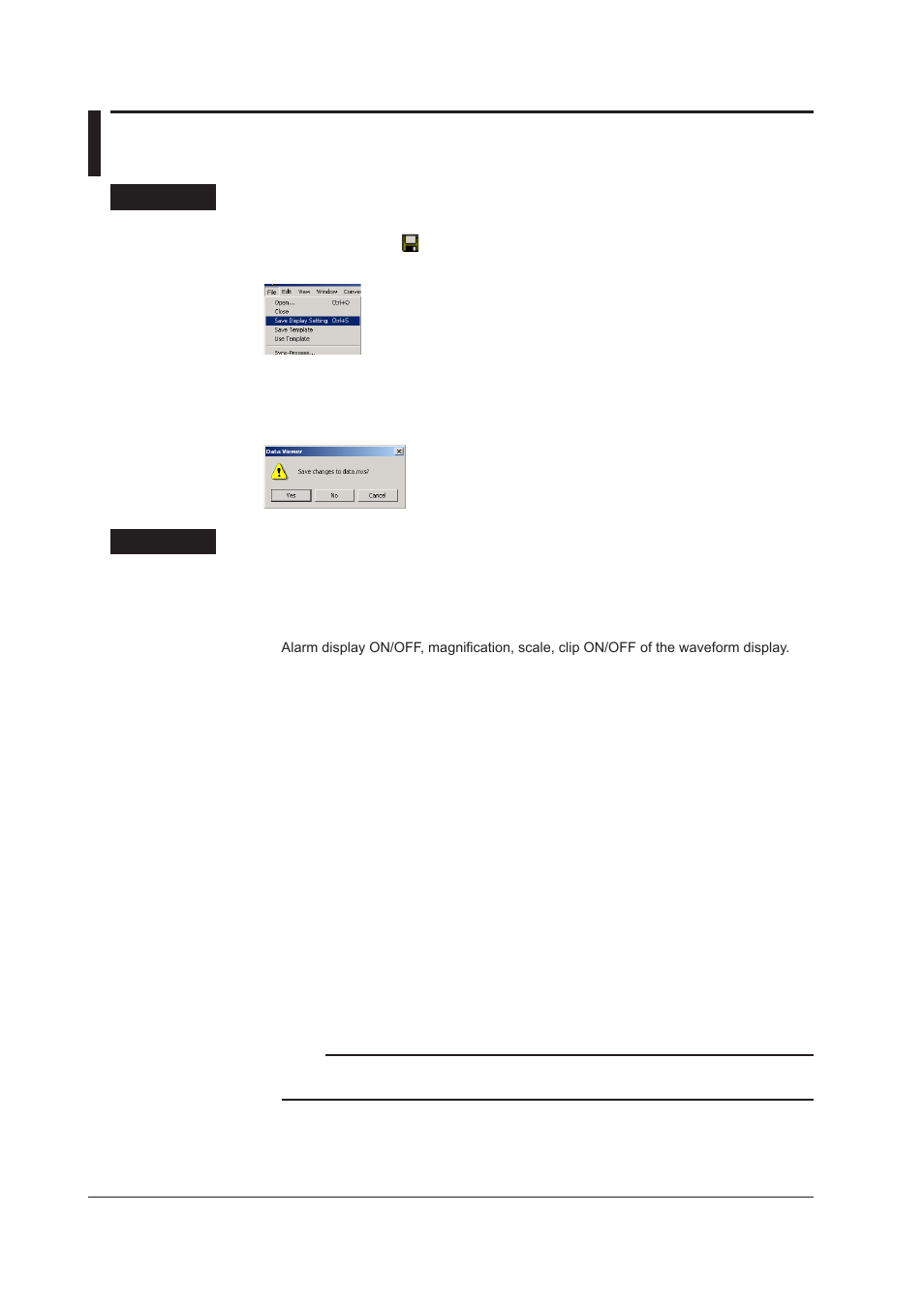 5 saving display settings, When closing the viewer, 5 saving display settings -22 | When closing the viewer -22, 5 savng dsplay settngs, When closng the vewer | Yokogawa DAQWORX User Manual | Page 135 / 163