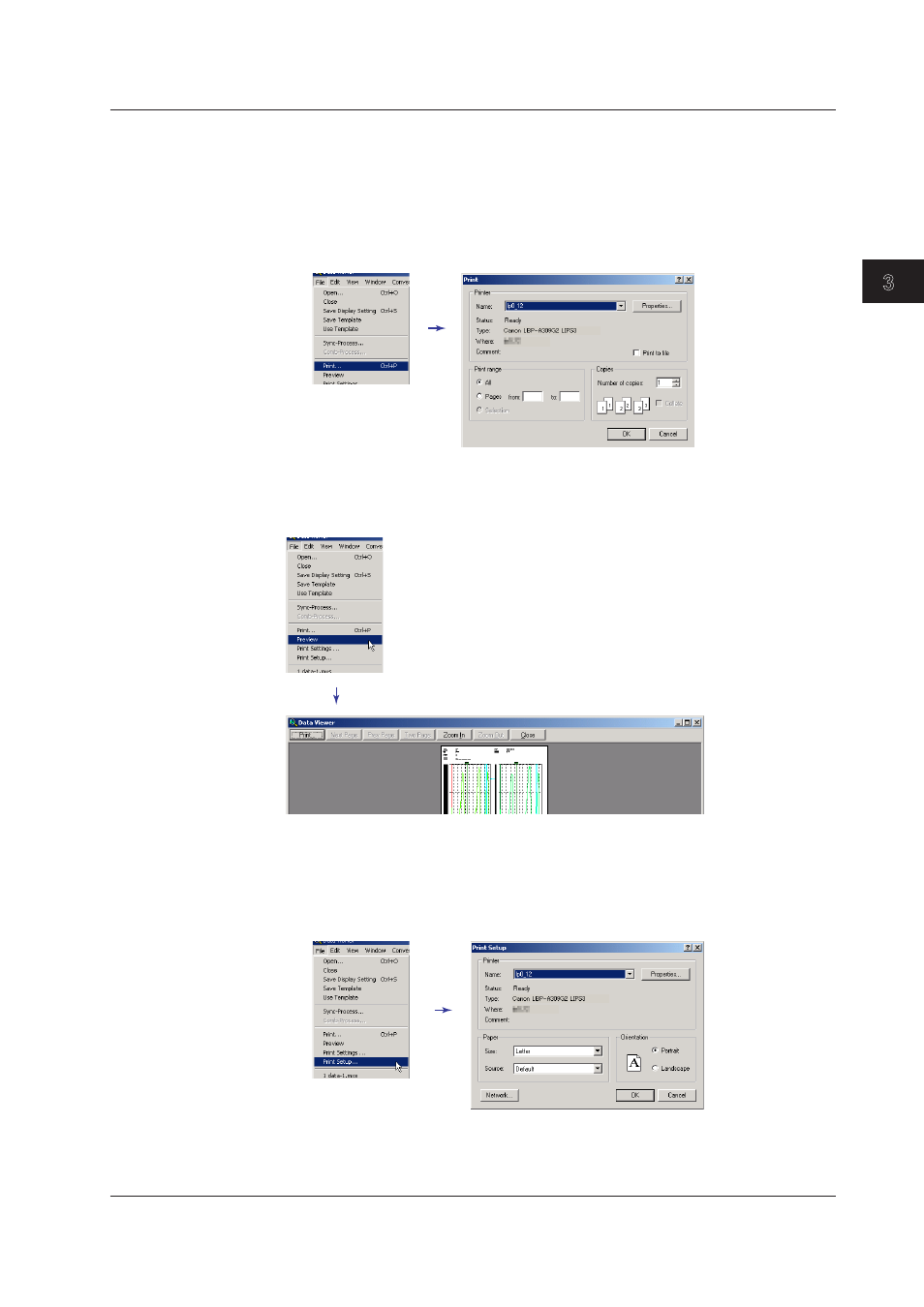Executing the print operation, Print preview, Setting up the printer | Executing the print operation -27, Print preview -27, Setting up the printer -27, Index, Executng the prnt operaton, Prnt prevew, Settng up the prnter | Yokogawa DAQWORX User Manual | Page 140 / 163
