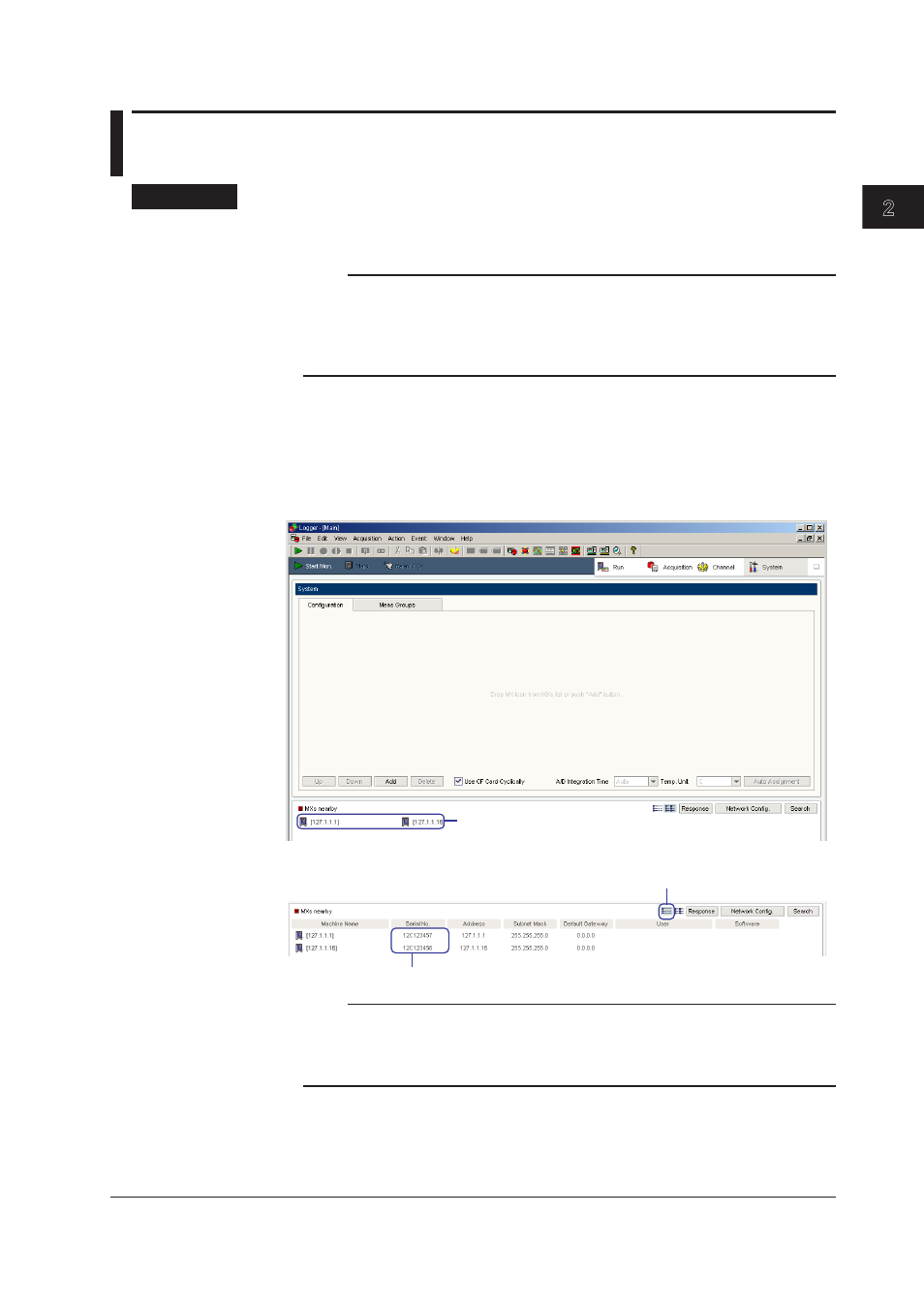 Chapter 2 logger, Searching for mx100s, Searching for mx100s -1 | Yokogawa DAQWORX User Manual | Page 31 / 163