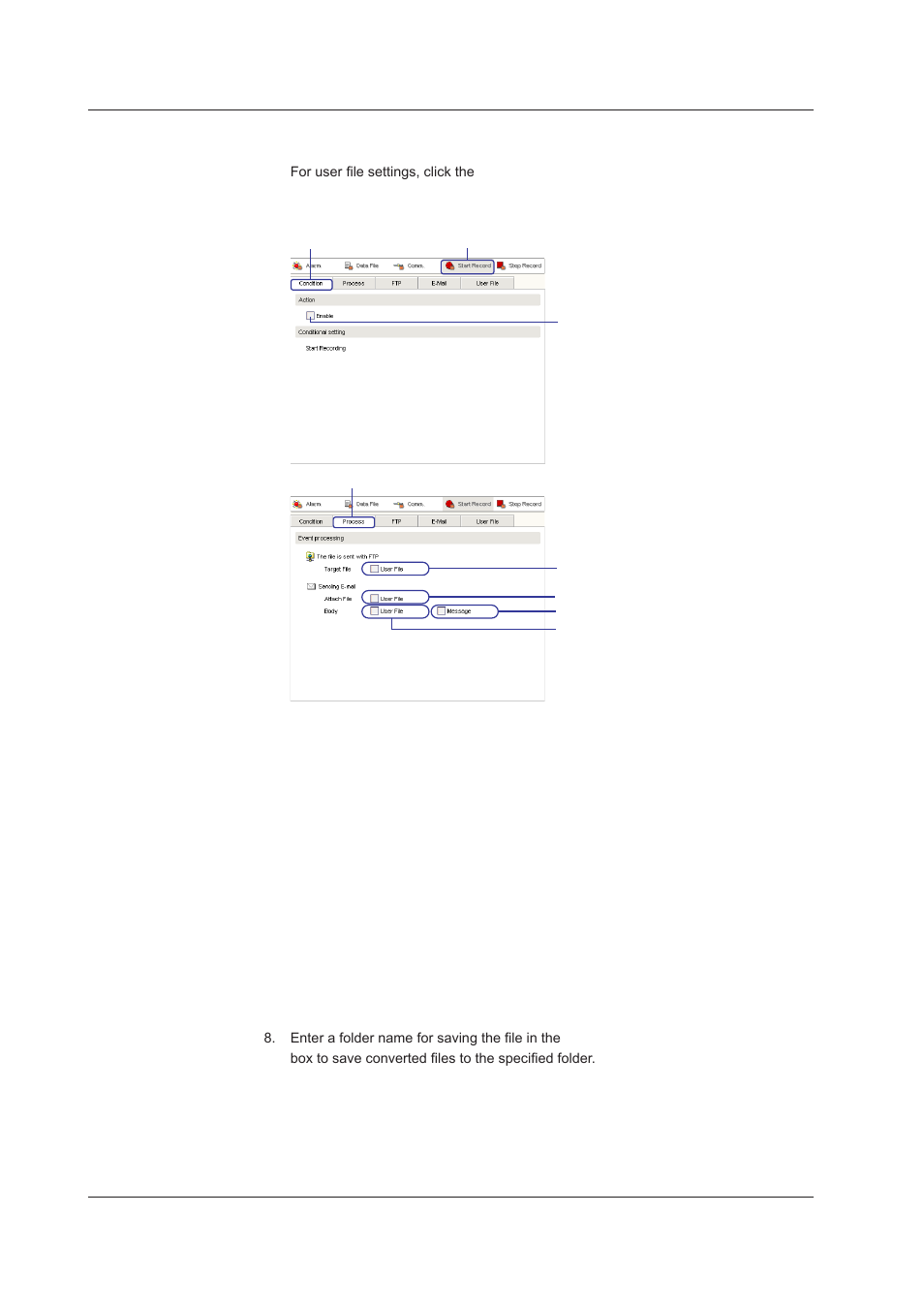 Setting stop record events, Setting stop record events -56, Settng stop record events | Yokogawa DAQWORX User Manual | Page 86 / 163