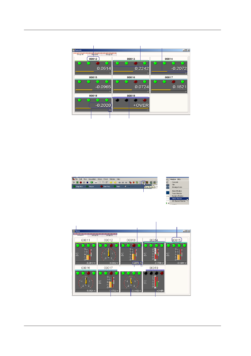 Displaying the meter monitor window, Displaying the meter monitor window -62, Dsplayng the meter montor wndow | Yokogawa DAQWORX User Manual | Page 92 / 163