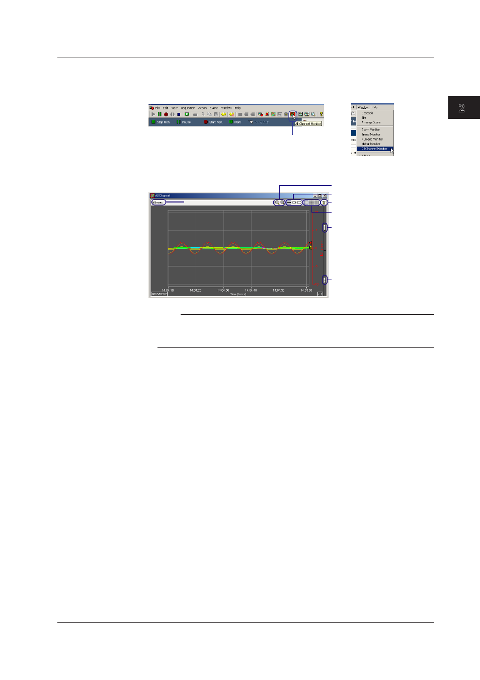 Displaying the all channel monitor window, Displaying the all channel monitor window -63, Index | Dsplayng the all channel montor wndow | Yokogawa DAQWORX User Manual | Page 93 / 163