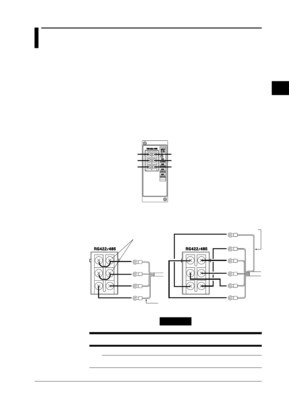 3 rs-422-a/rs-485 interface connection, Cable used, Connecting the cable | W title> warning | Yokogawa DA100 User Manual | Page 22 / 105