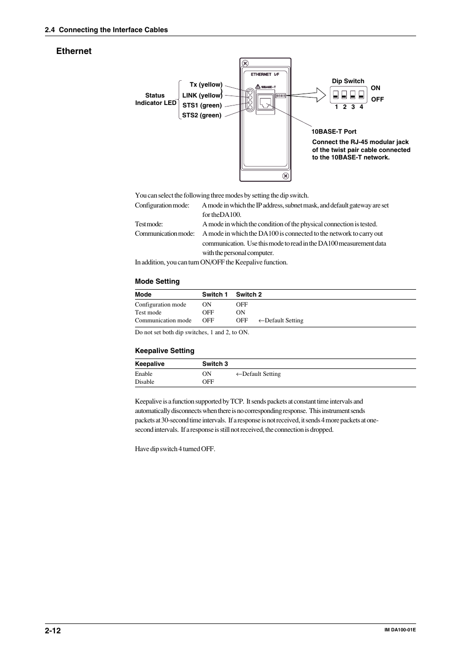 Ethernet | Yokogawa DA100 User Manual | Page 33 / 109