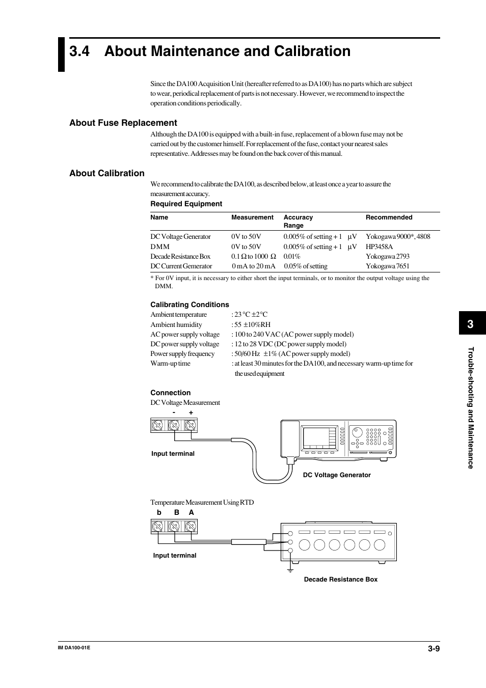 4 about maintenance and calibration, About maintenance and calibration -9 | Yokogawa DA100 User Manual | Page 68 / 109