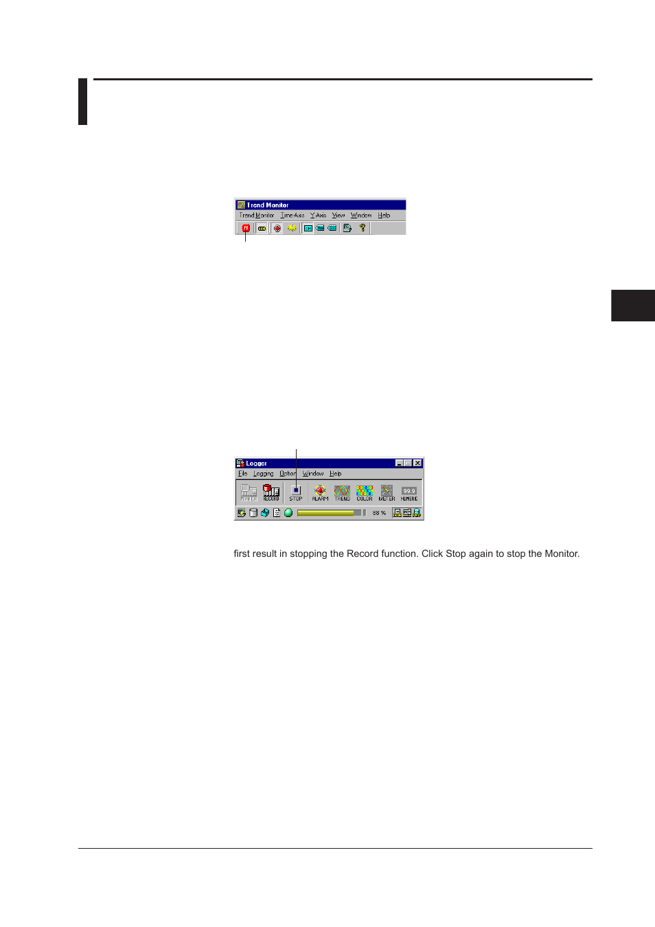 5 stopping or pausing monitor display, 5 stopping or pausing monitor display -11 | Yokogawa DAQWORX User Manual | Page 121 / 210