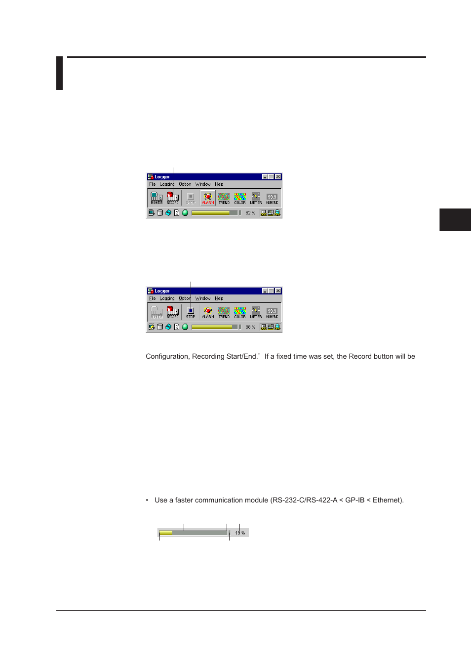 8 starting and stopping recording, 8 starting and stopping recording -17 | Yokogawa DAQWORX User Manual | Page 127 / 210