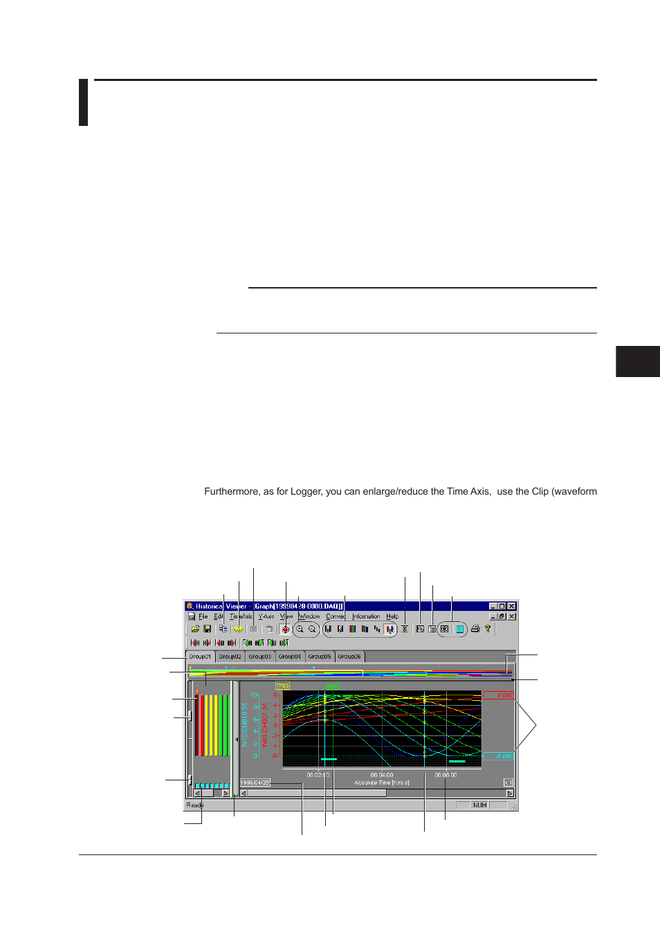 Chapter 6 historical viewer software, 1 introducing historical viewer software, 1 introducing historical viewer software -1 | Index, Start historical viewer software | Yokogawa DAQWORX User Manual | Page 137 / 210