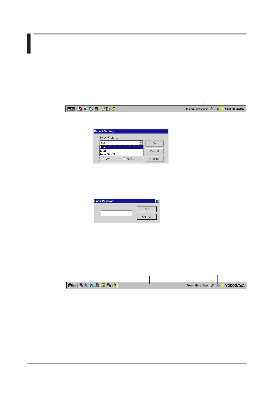 3 switching and protecting projects, 3 switching and protecting projects -4, Switching projects | Protecting projects | Yokogawa DAQWORX User Manual | Page 37 / 210