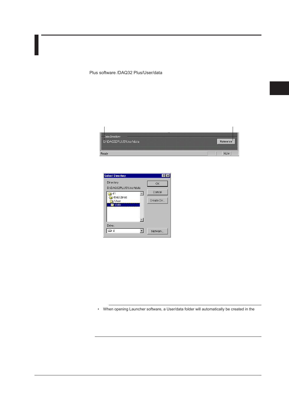 4 selecting a directory to save data, 4 selecting a directory to save data -5 | Yokogawa DAQWORX User Manual | Page 43 / 210