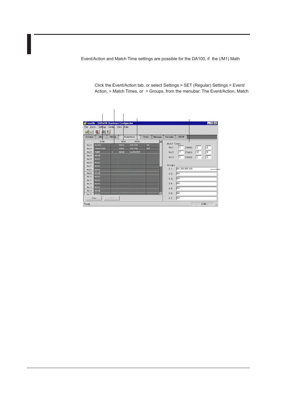 14 event/action, match time, and group settings | Yokogawa DAQWORX User Manual | Page 75 / 210