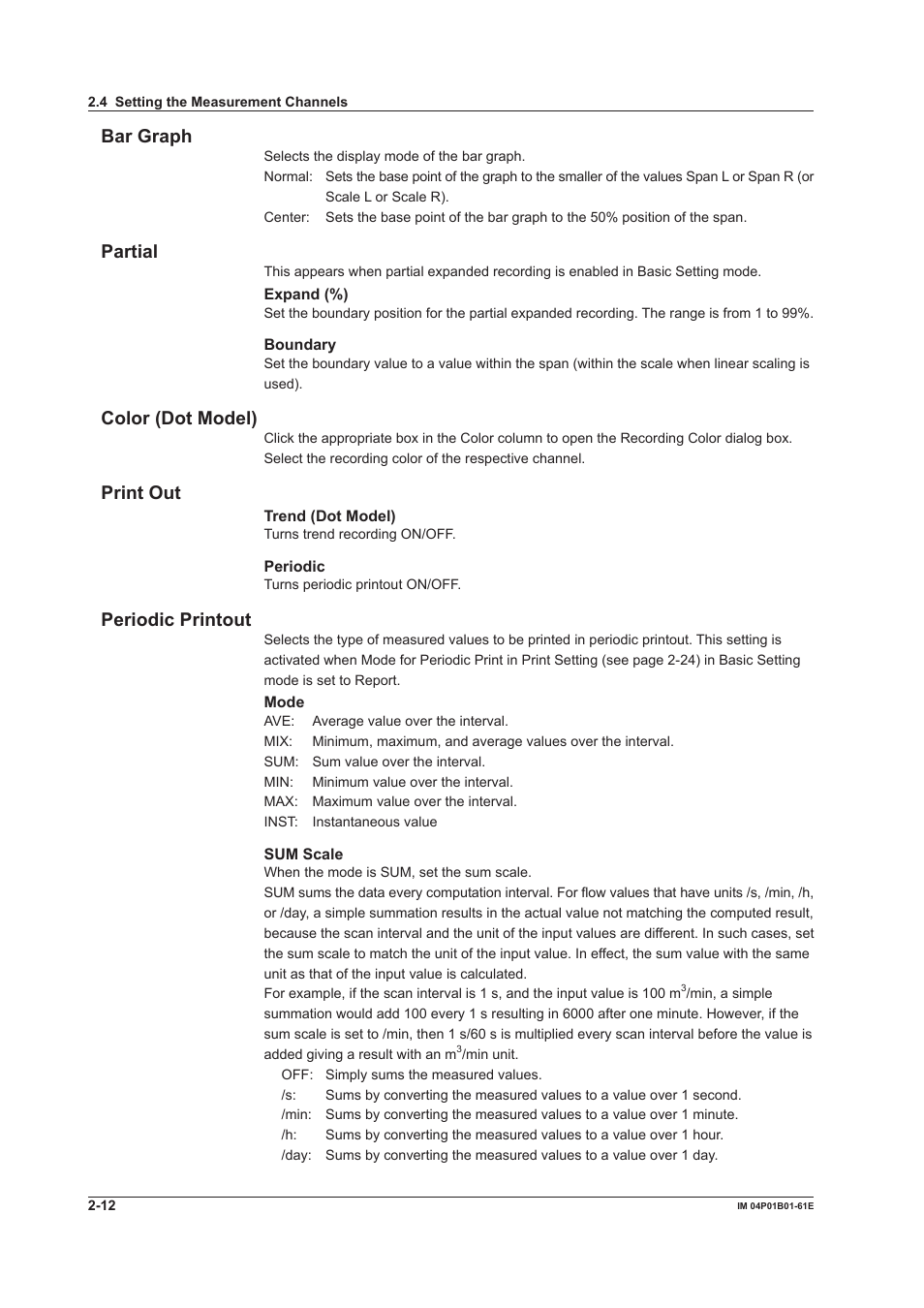 Bar graph, Partial, Color (dot model) | Print out, Periodic printout | Yokogawa µR20000 User Manual | Page 25 / 65