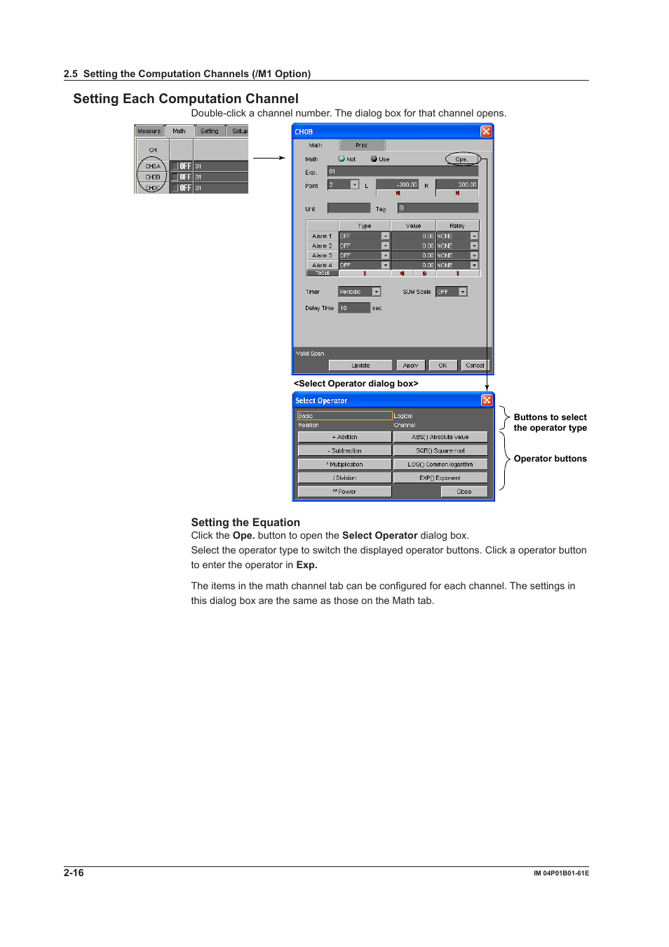 Setting each computation channel | Yokogawa µR20000 User Manual | Page 29 / 65