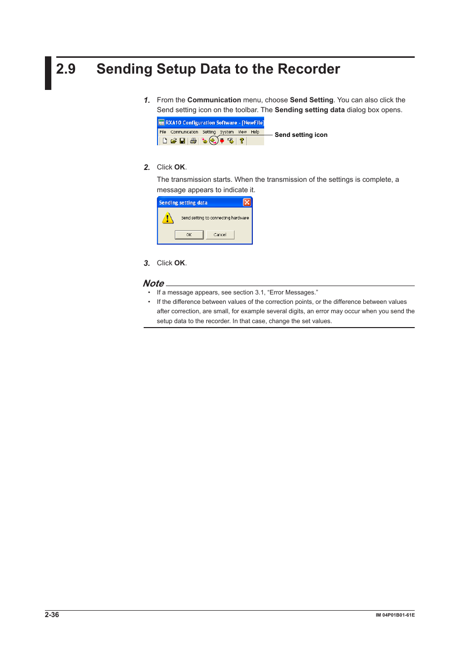 9 sending setup data to the recorder, 9 sending setup data to the recorder -36 | Yokogawa µR20000 User Manual | Page 49 / 65