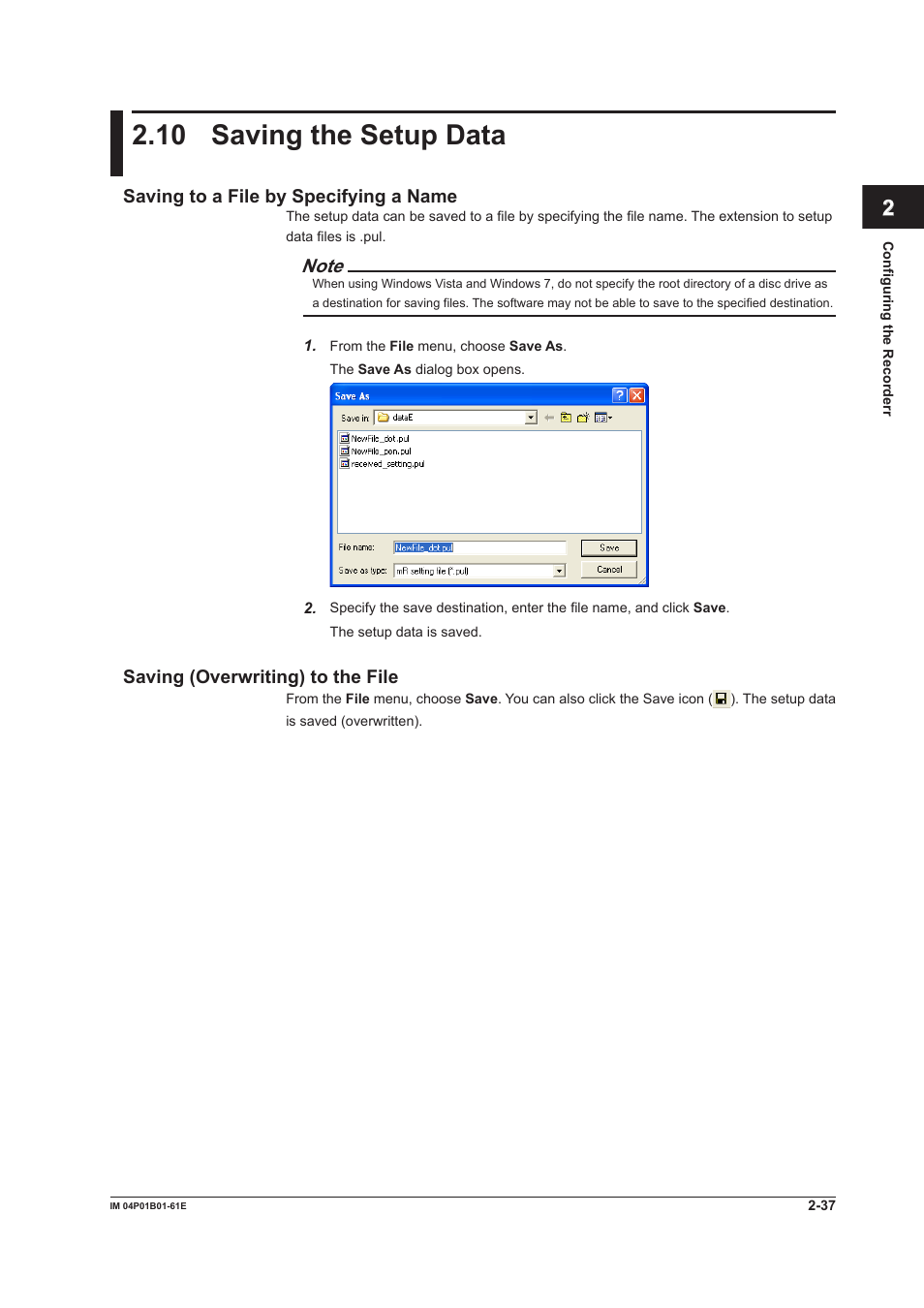 10 saving the setup data, 10 saving the setup data -37 | Yokogawa µR20000 User Manual | Page 50 / 65