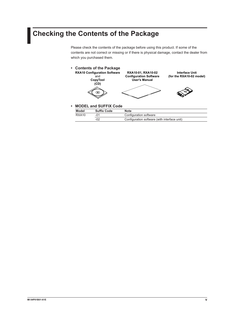 Checking the contents of the package | Yokogawa µR20000 User Manual | Page 6 / 65
