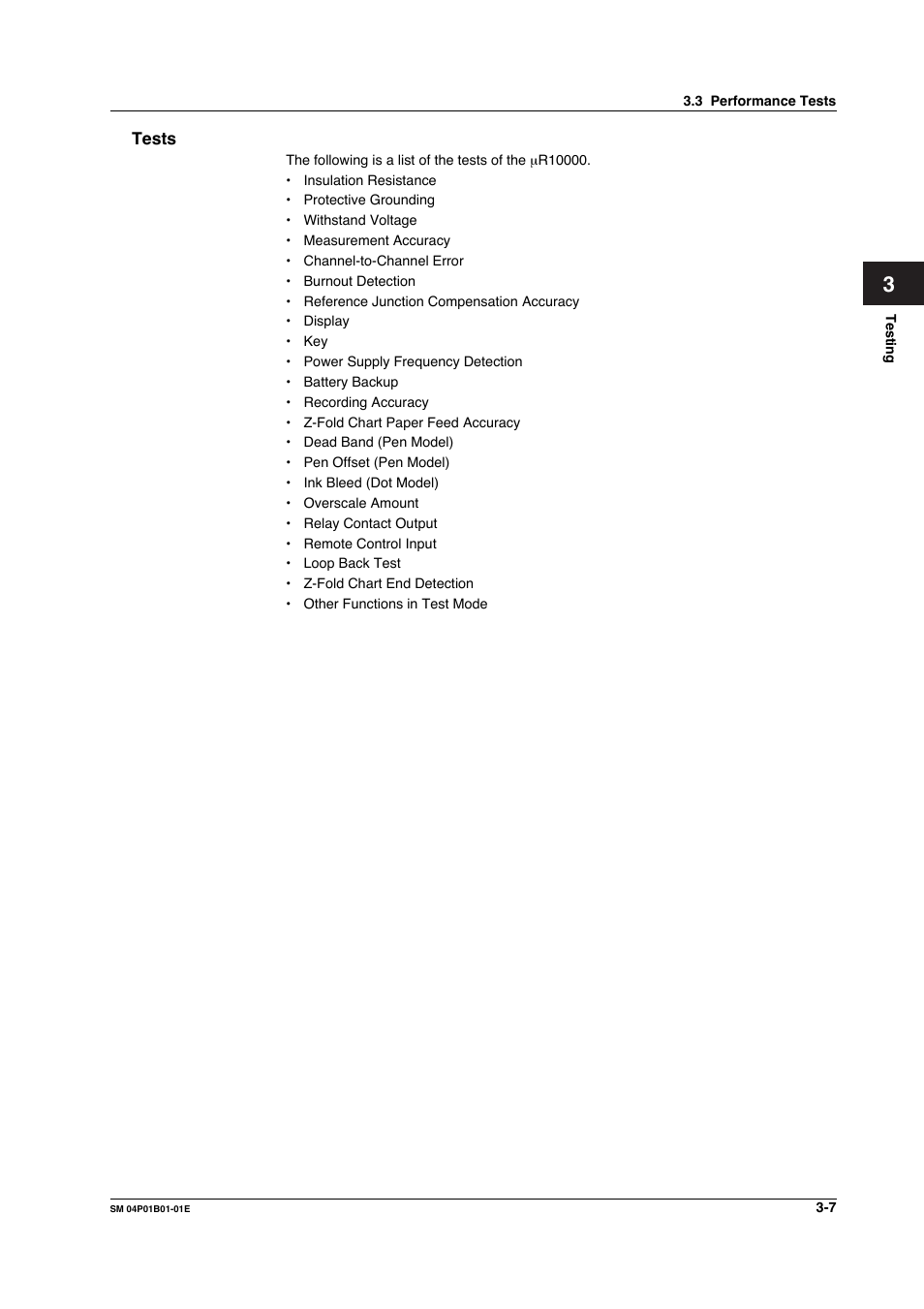 Tests, Tests -7 | Yokogawa µR20000 User Manual | Page 20 / 83